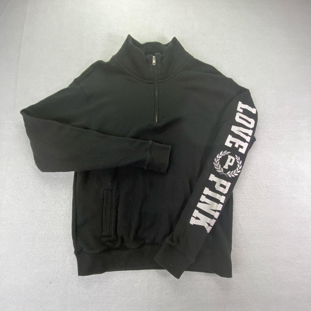 Victoria's Secret Womens Sweater Black Extra Small Half Zip Pullover Pockets